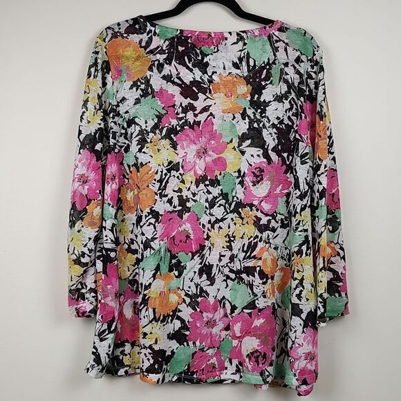 Lauren Ralph Lauren Floral Linen Tunic Blouse Top Size Large - Picture 6 of 7